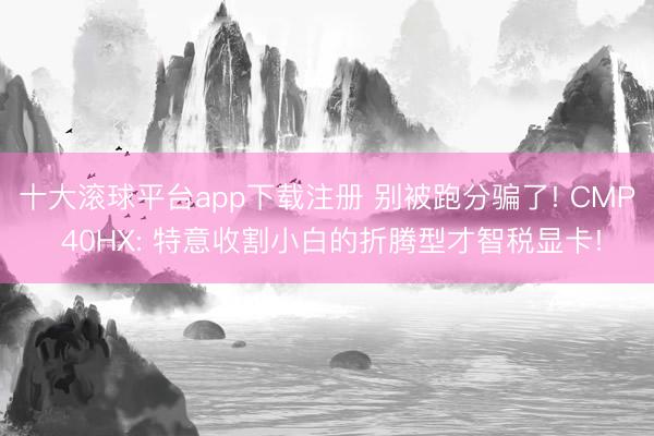 十大滚球平台app下载注册 别被跑分骗了! CMP 40HX: 特意收割小白的折腾型才智税显卡!