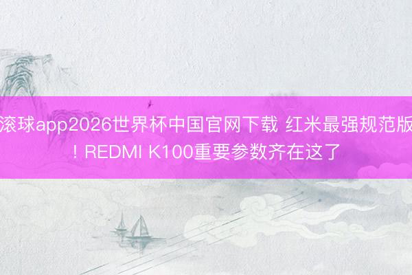 滚球app2026世界杯中国官网下载 红米最强规范版! REDMI K100重要参数齐在这了