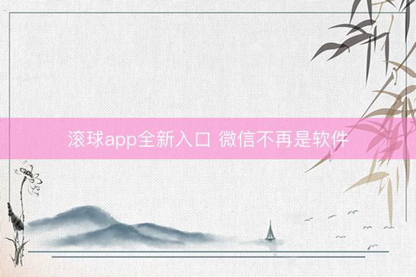 滚球app全新入口 微信不再是软件