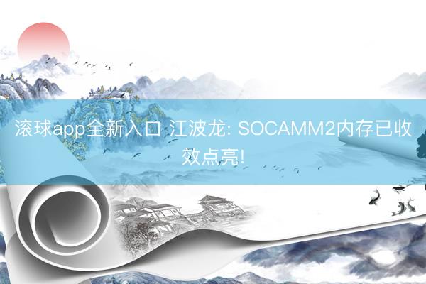滚球app全新入口 江波龙: SOCAMM2内存已收效点亮!