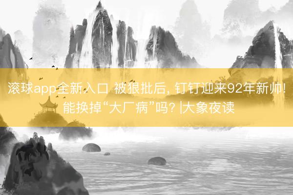 滚球app全新入口 被狠批后, 钉钉迎来92年新帅! 能换掉“大厂病”吗? |大象夜读