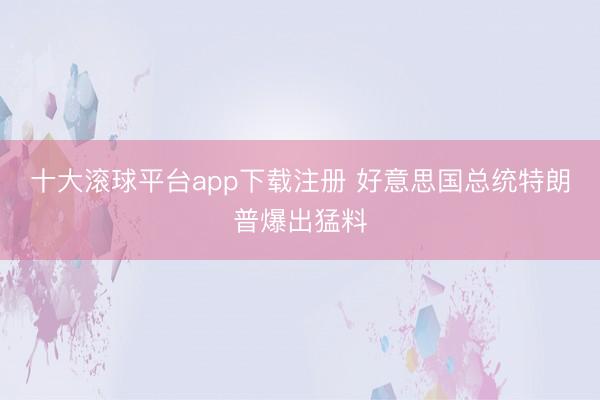 十大滚球平台app下载注册 好意思国总统特朗普爆出猛料