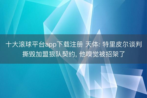 十大滚球平台app下载注册 天体: 特里皮尔谈判撕毁加盟狼队契约, 他嗅觉被招架了