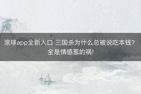 滚球app全新入口 三国杀为什么总被说吃本钱? 全是情感惹的祸!