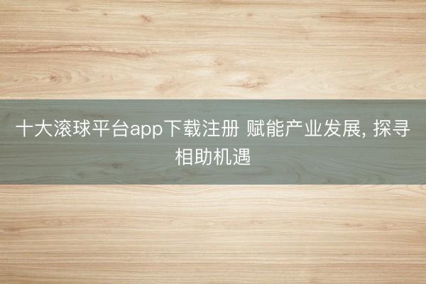 十大滚球平台app下载注册 赋能产业发展, 探寻相助机遇