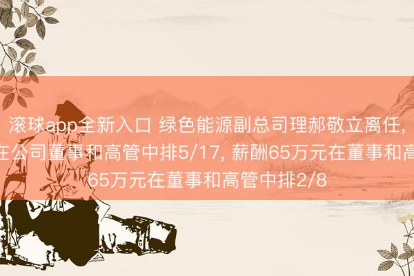 滚球app全新入口 绿色能源副总司理郝敬立离任, 年事58岁在公司董事和高管中排5/17, 薪酬65万元在董事和高管中排2/8