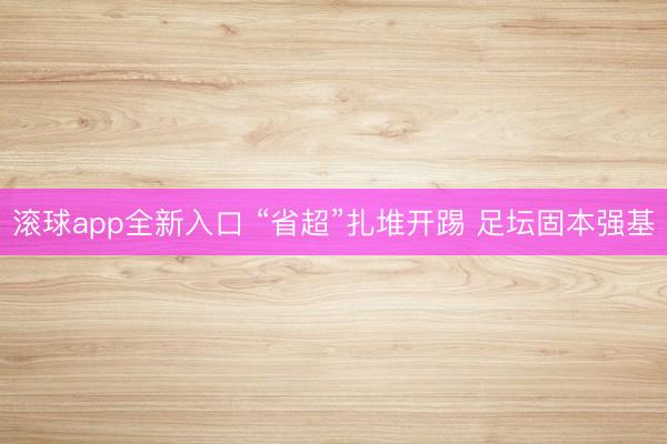 滚球app全新入口 “省超”扎堆开踢 足坛固本强基