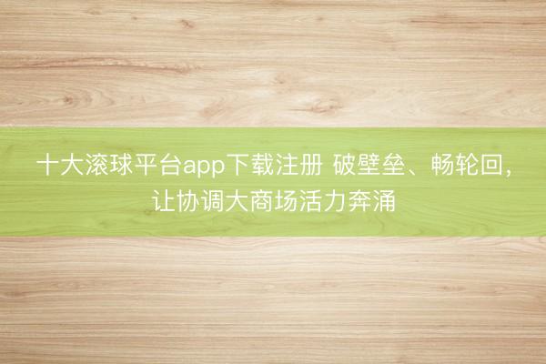 十大滚球平台app下载注册 破壁垒、畅轮回,让协调大商场活力奔涌