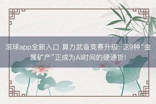 滚球app全新入口 算力武备竞赛升级: 这9种“金属矿产”正成为AI时间的硬通货!