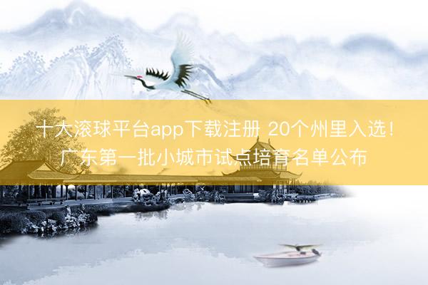十大滚球平台app下载注册 20个州里入选！广东第一批小城市试点培育名单公布