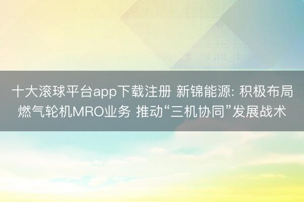 十大滚球平台app下载注册 新锦能源: 积极布局燃气轮机MRO业务 推动“三机协同”发展战术