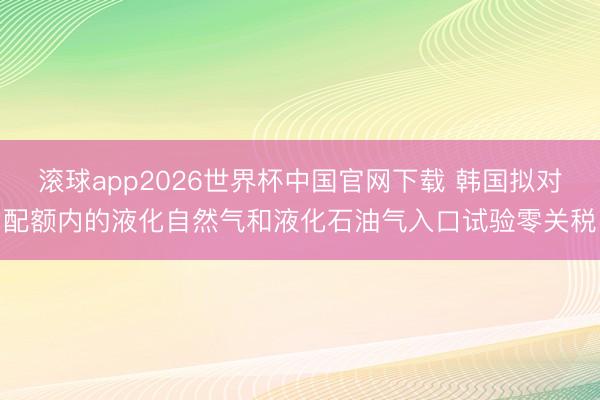 滚球app2026世界杯中国官网下载 韩国拟对配额内的液化自然气和液化石油气入口试验零关税
